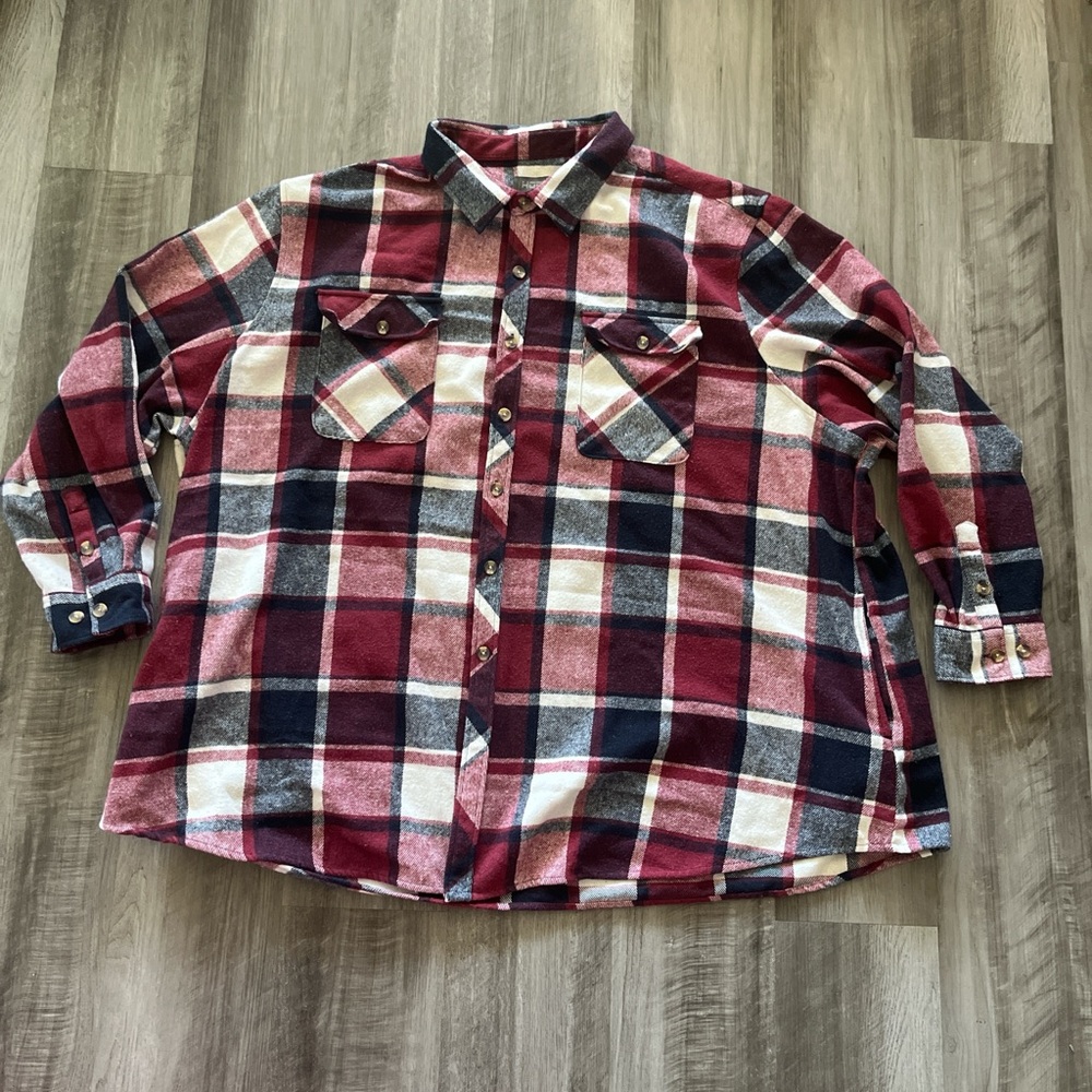 Men's Casual Plaid Button Down Shirt - Red and Black